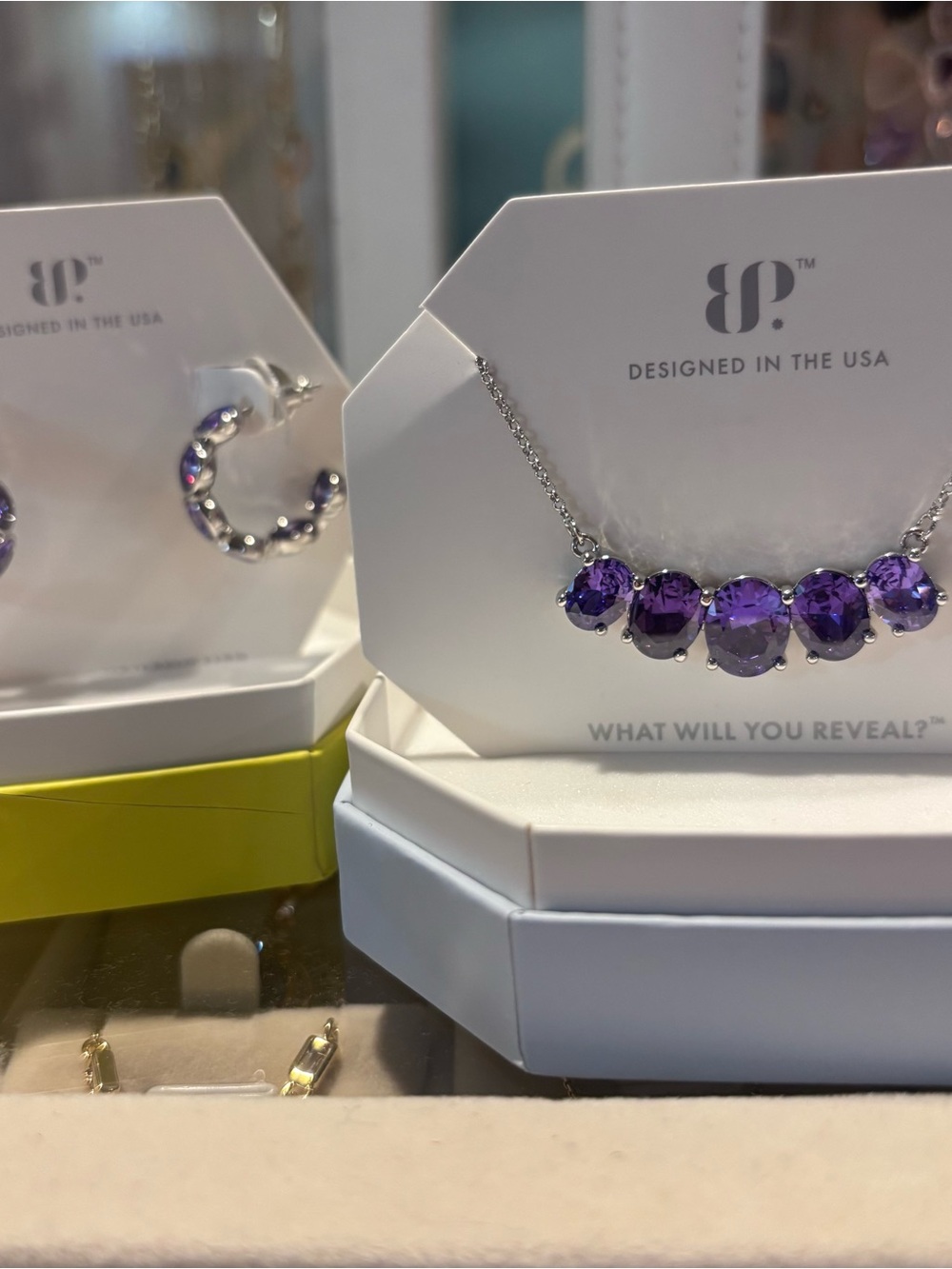 Purple Topaz Necklace & Earring on Rhodium